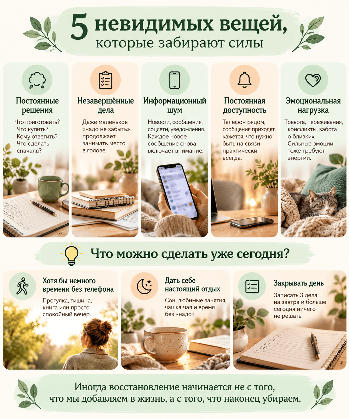 Пять невидимых вещей, которые забирают силы